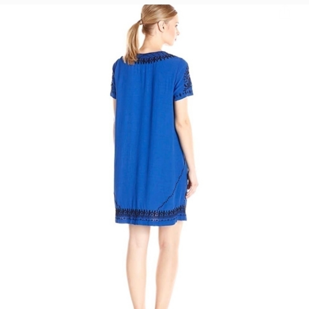 Lucky Brand Embroidered shift Dress hippie chic Short Sleeve Size XL - Picture 4 of 11